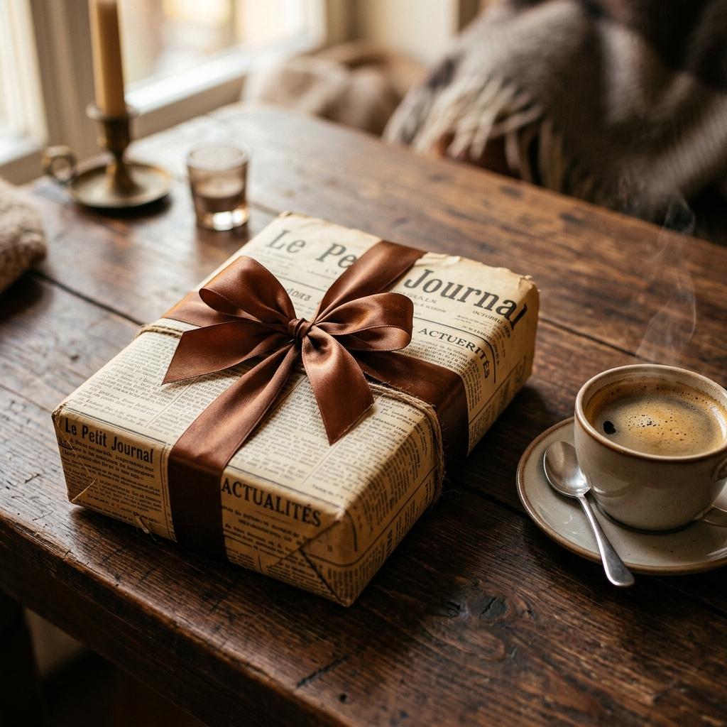 Wrapped newspaper gift